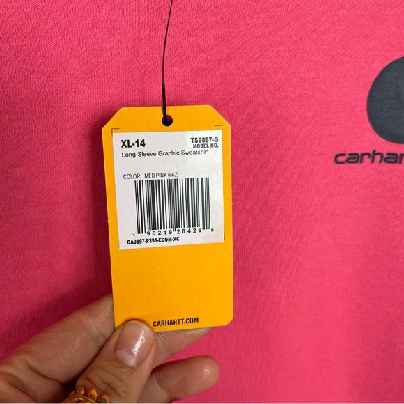 carhartt girls pink long sleeve graphic sweatshirt Size XL 14 - Picture 12 of 12